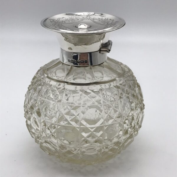 Antique Sterling Silver & Crystal Perfume Bottle
