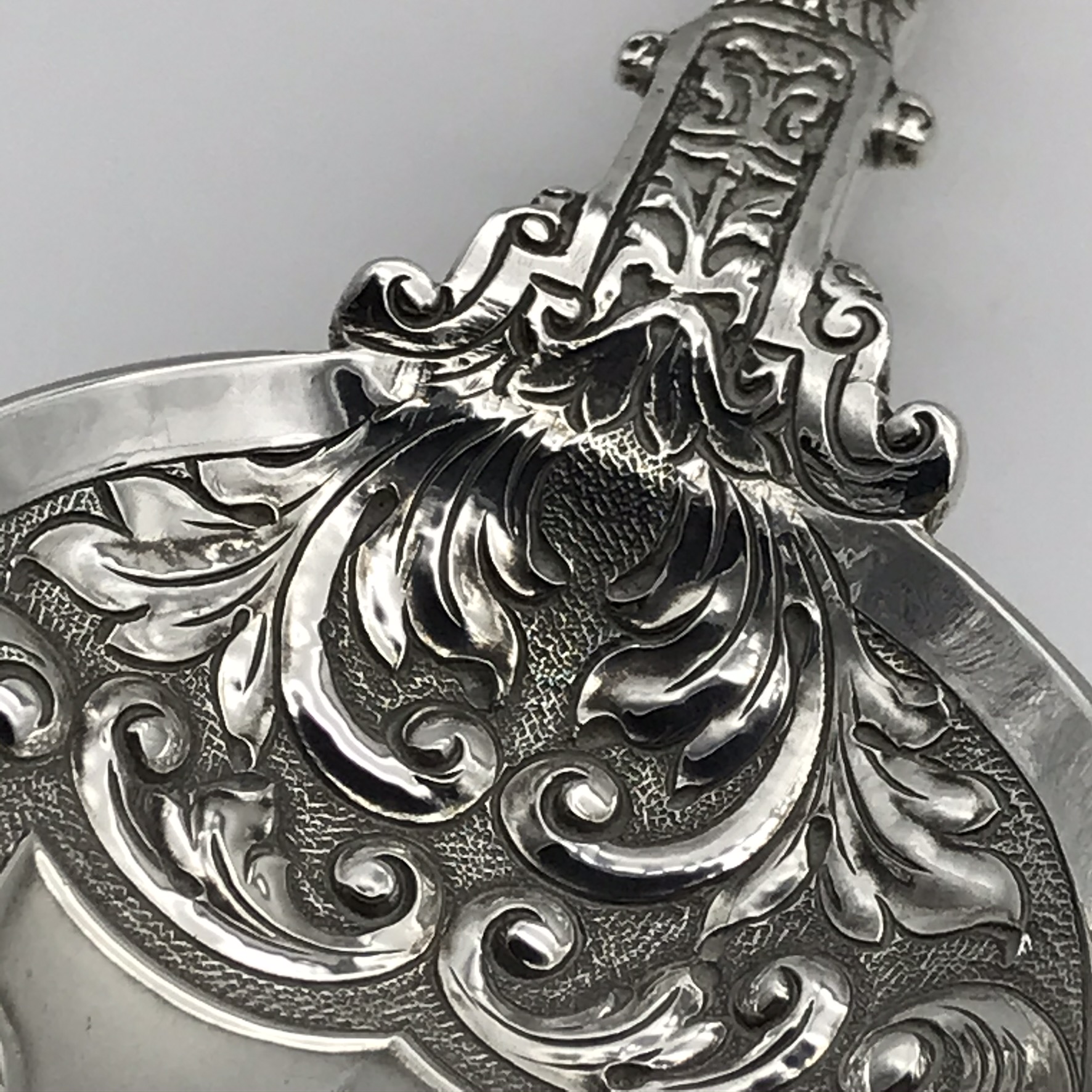 Wonderful Pair of Victorian Silver Dessert or Berry Spoons (1896) - Image 4