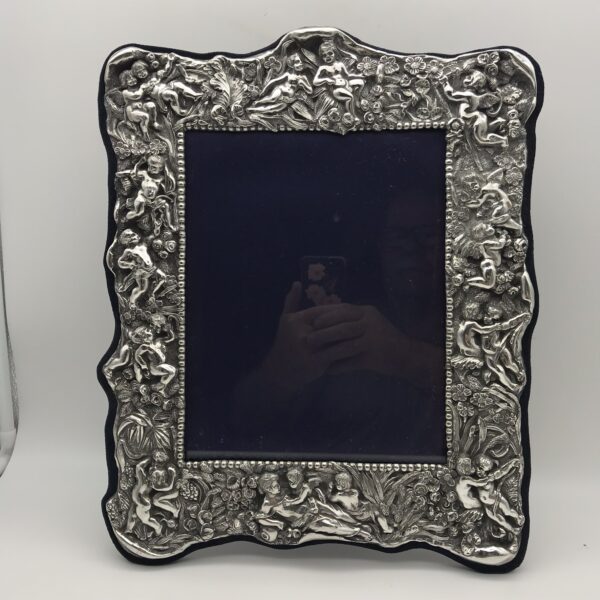 Large Amazing Solid Silver ‘Cherubs’ Photo Frame or Mirror