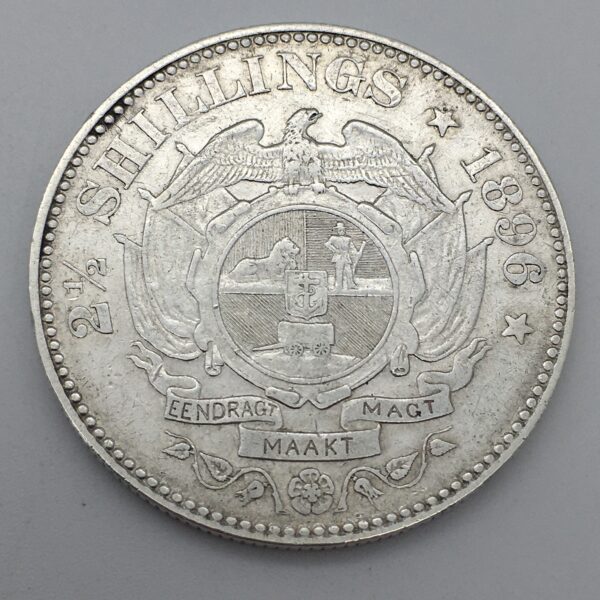S.A. – ‘ZAR Kruger 1896 2½ Shilling’ Silver Coin 