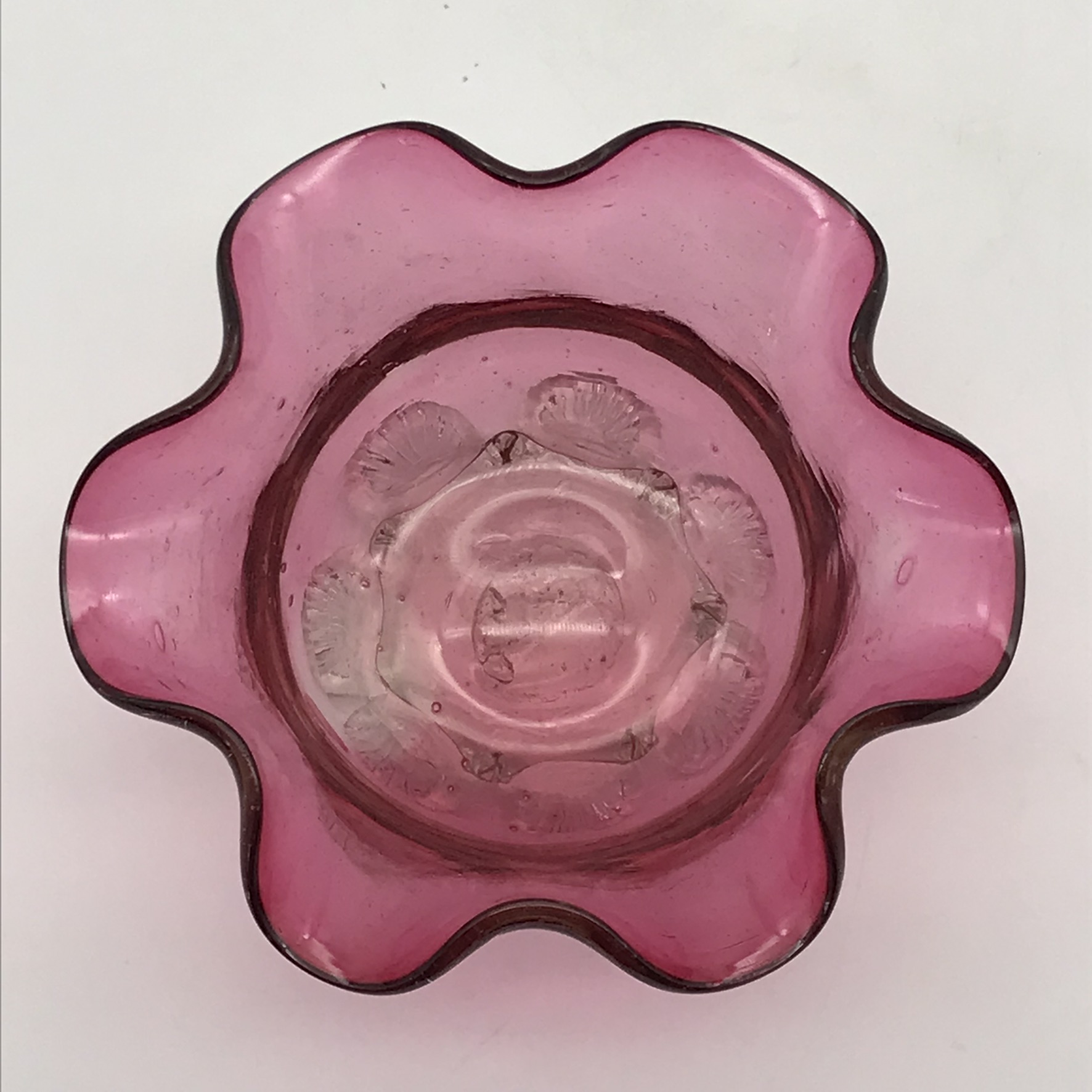 Antique ‘Cranberry Glass’ Trinket Bowl - Image 2