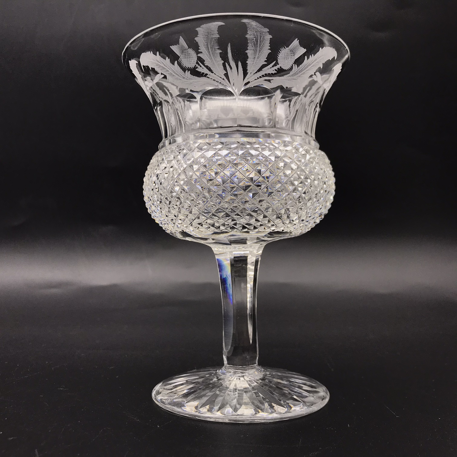 Scarce Pair of Thistle ‘Edinburgh & Leith’ Crystal Wine Glasses - Image 3
