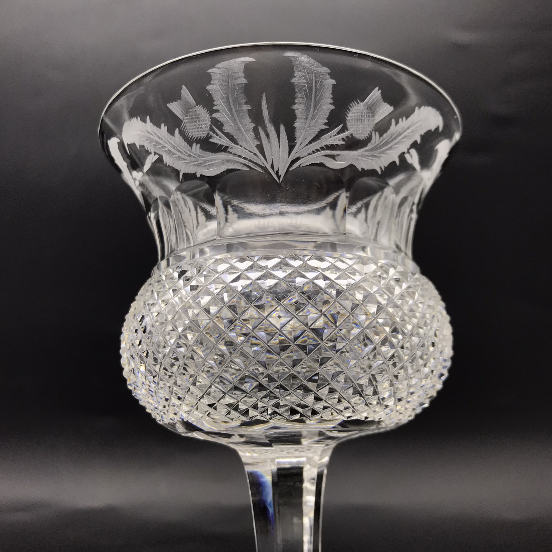 Scarce Pair of Thistle ‘Edinburgh & Leith’ Crystal Wine Glasses - Image 5