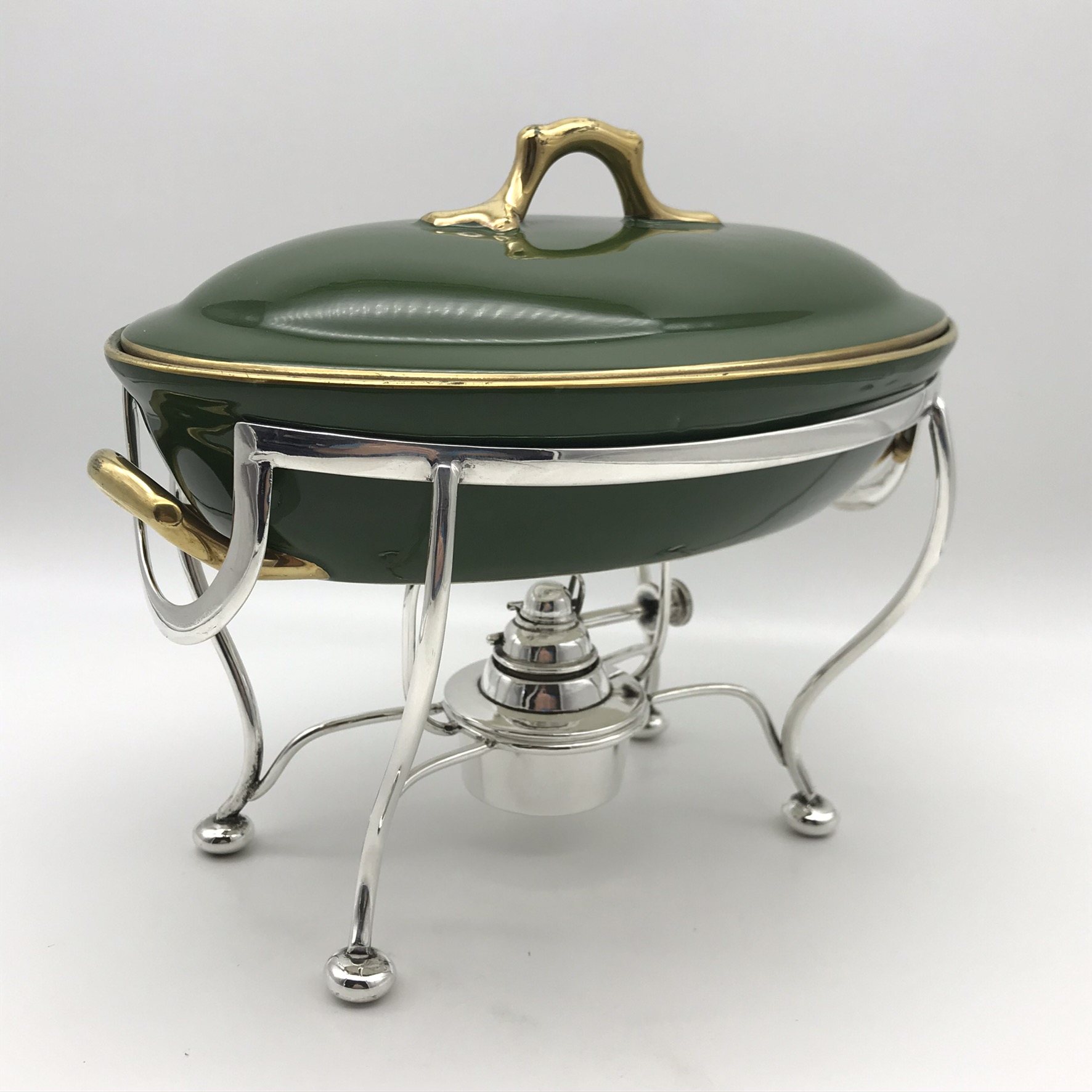 Vintage Silver-Plated Food Warmer & French Porcelain Entrée Dish (Pillivuyt) - Image 2