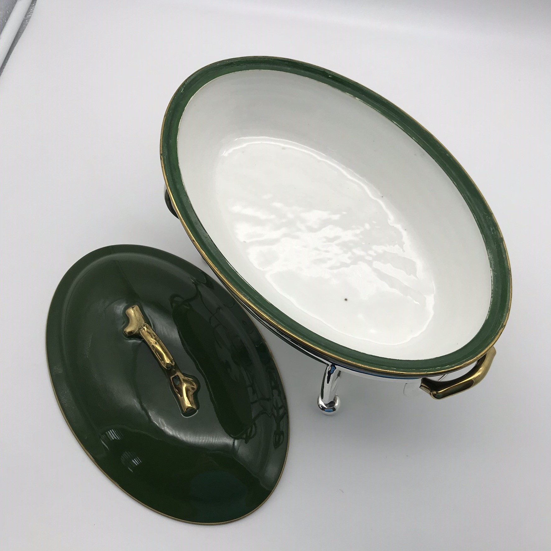 Vintage Silver-Plated Food Warmer & French Porcelain Entrée Dish (Pillivuyt) - Image 4