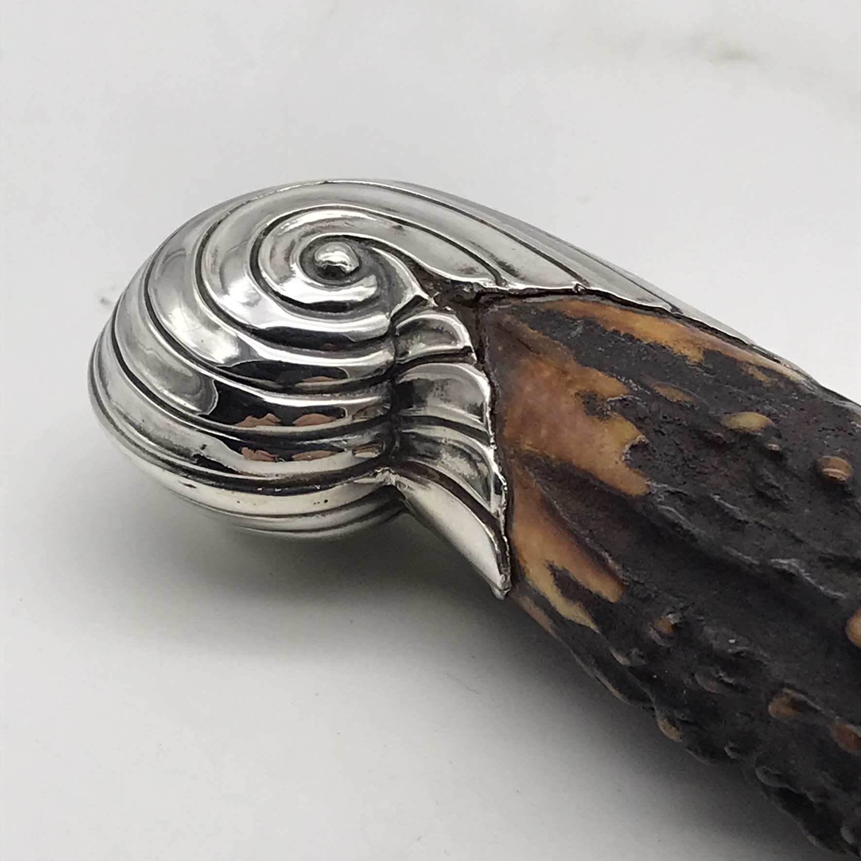 Victorian Silver & Horn Stilton Cheese Scoop & Fork (Cased) - Image 7