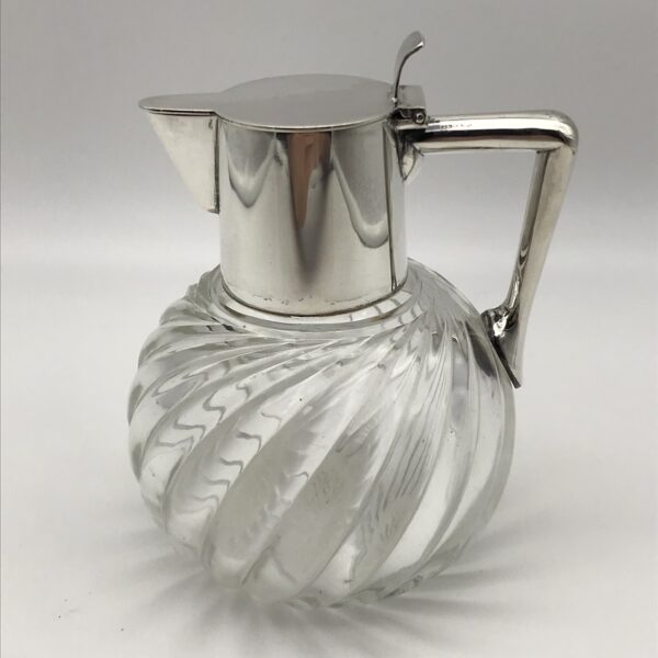 Early Solid Silver & Crystal Jug/Carafe