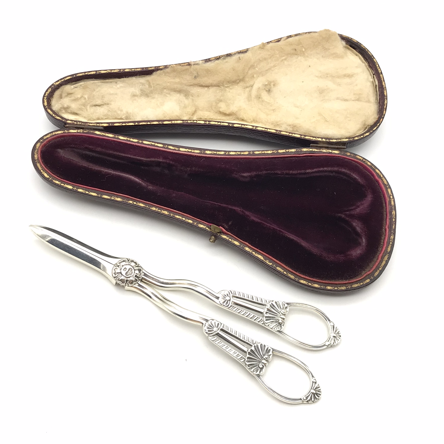 Antique Sterling Silver Grape Scissors (Cased) - Image 2