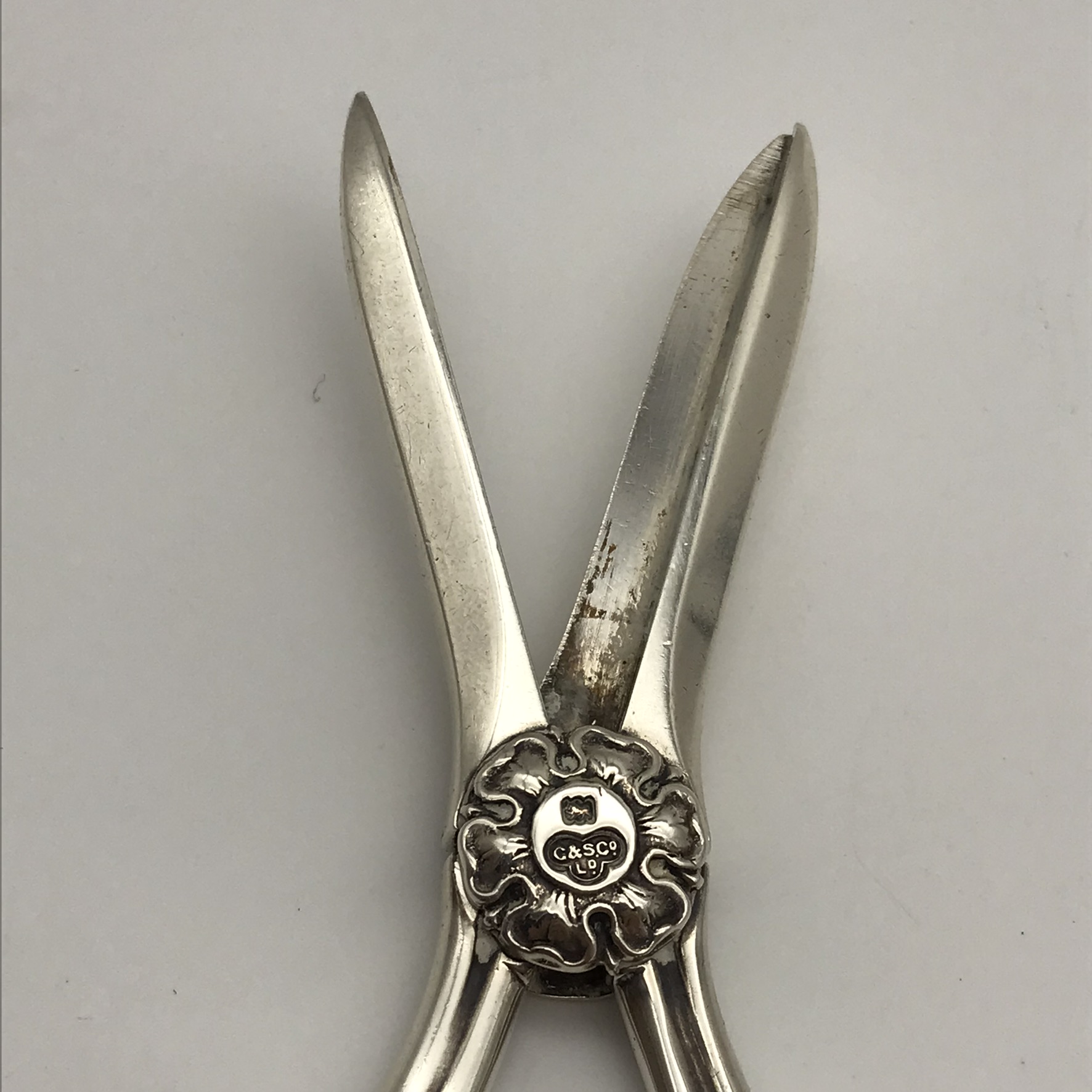Antique Sterling Silver Grape Scissors (Cased) - Image 7
