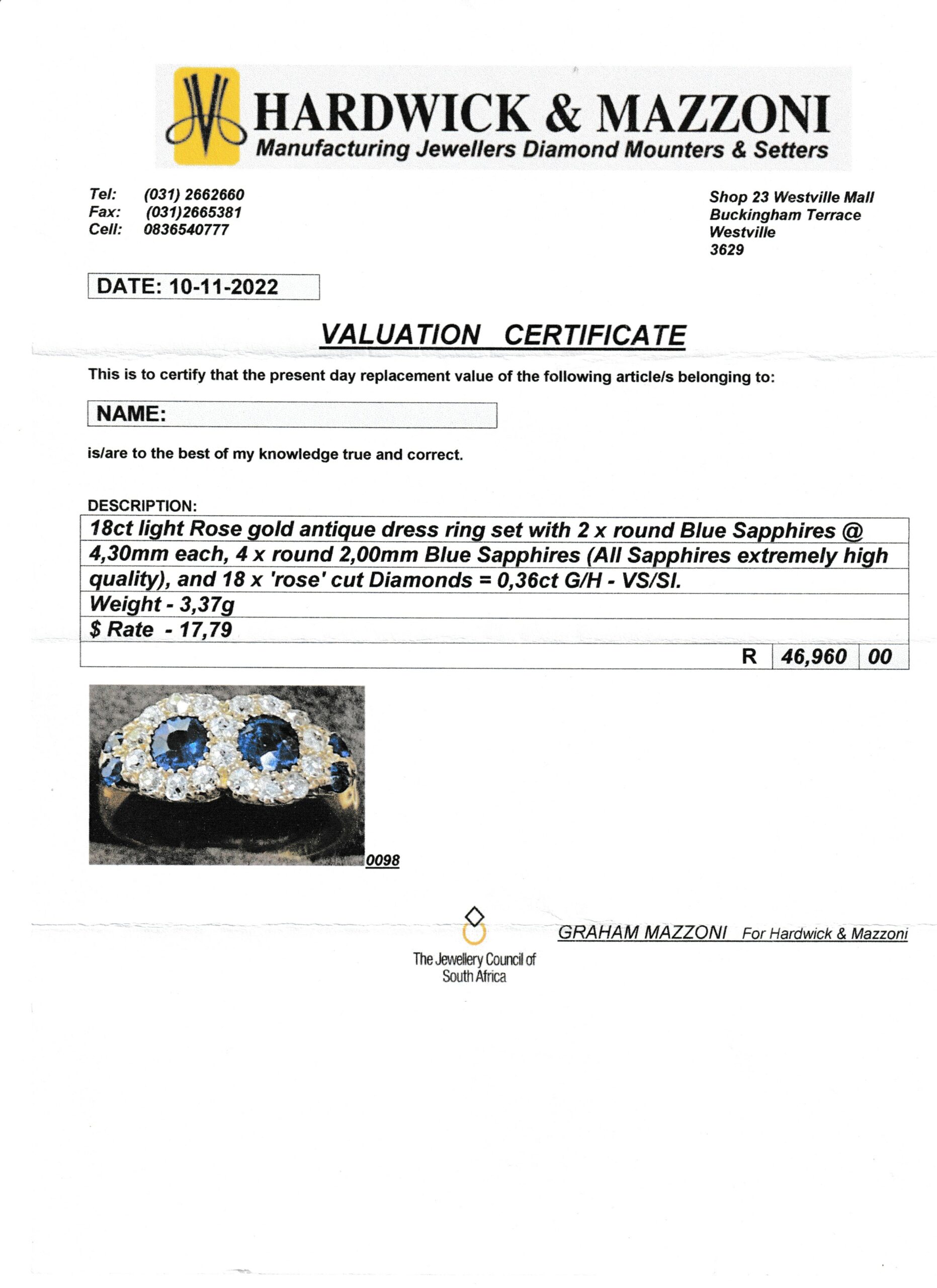 Victorian 18ct Gold, Sapphire & Diamond Ring - Image 7