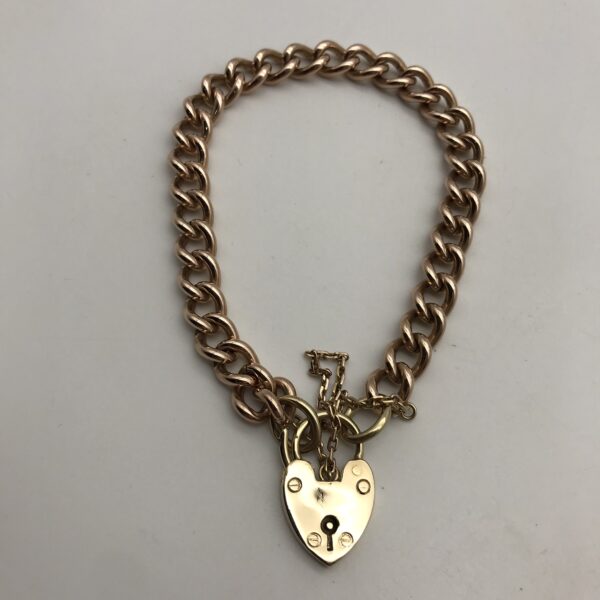 Antique 9ct Rose-Gold Padlocked Bracelet