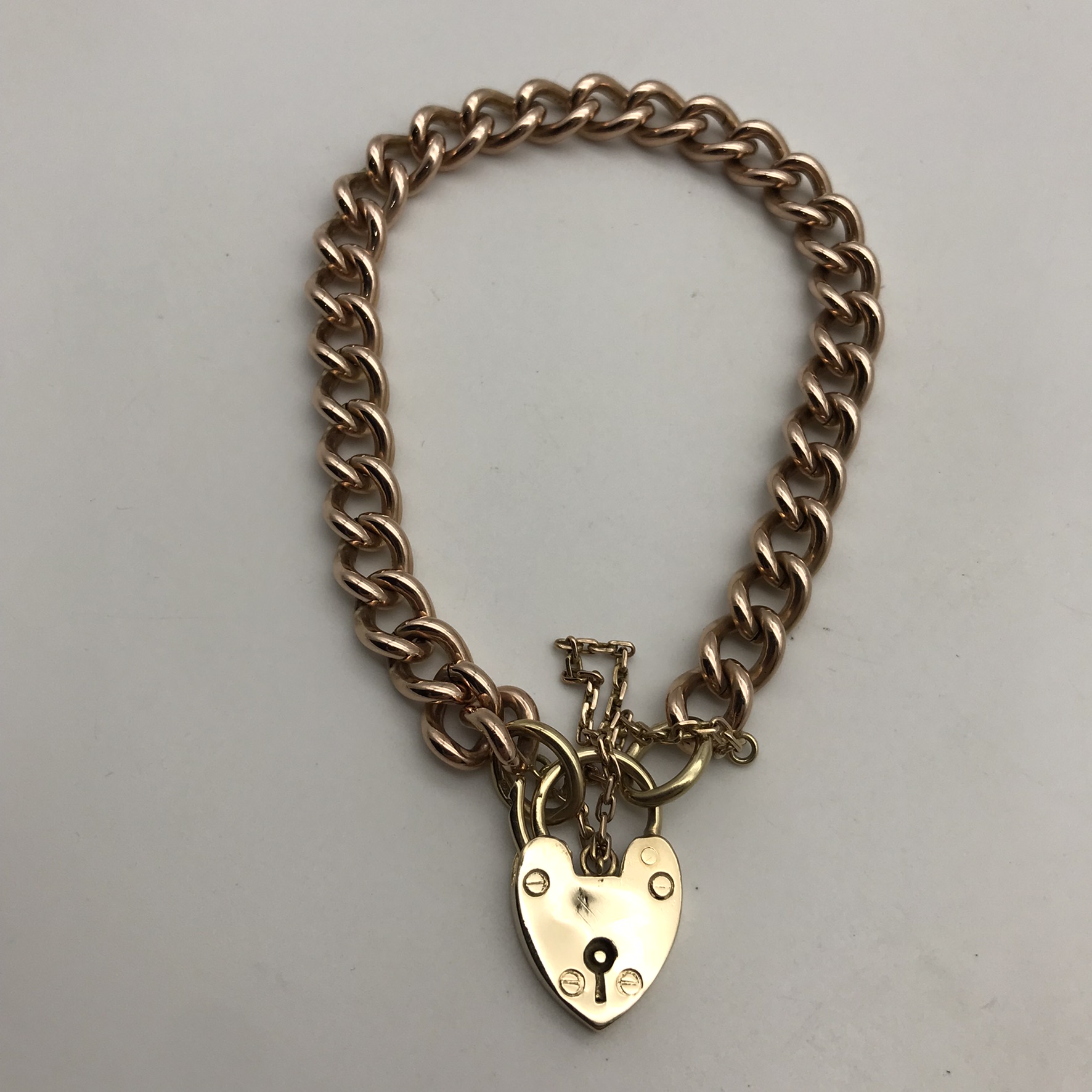 Antique 9ct Rose-Gold Padlocked Bracelet