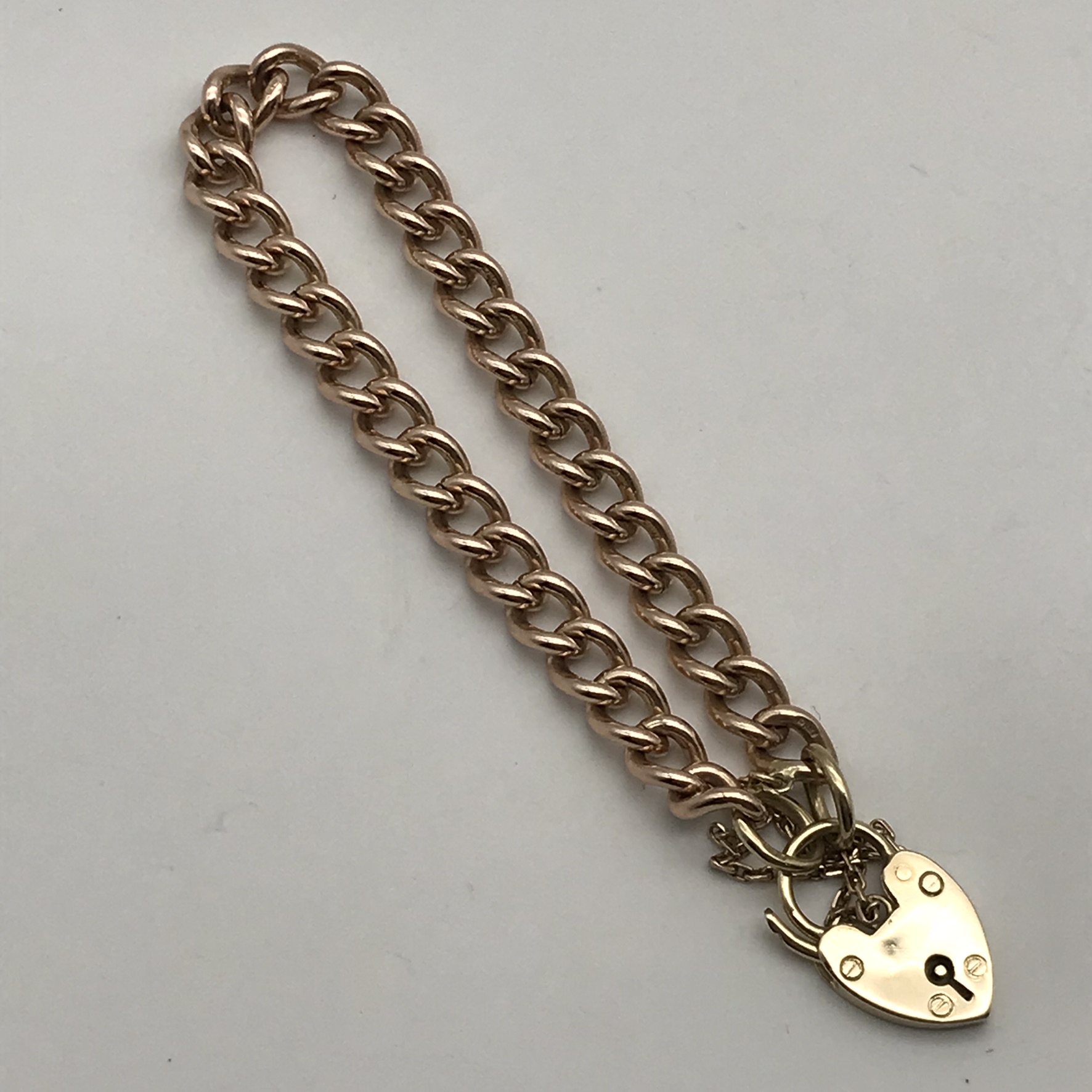 Antique 9ct Rose-Gold Padlocked Bracelet - Image 4