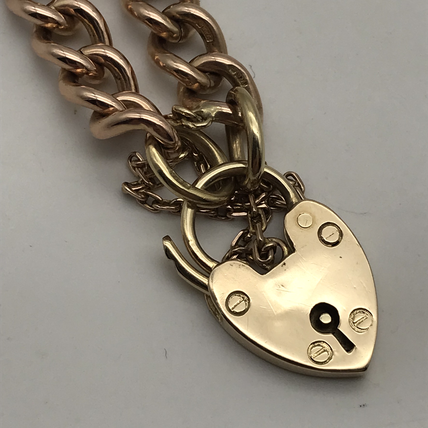 Antique 9ct Rose-Gold Padlocked Bracelet - Image 2