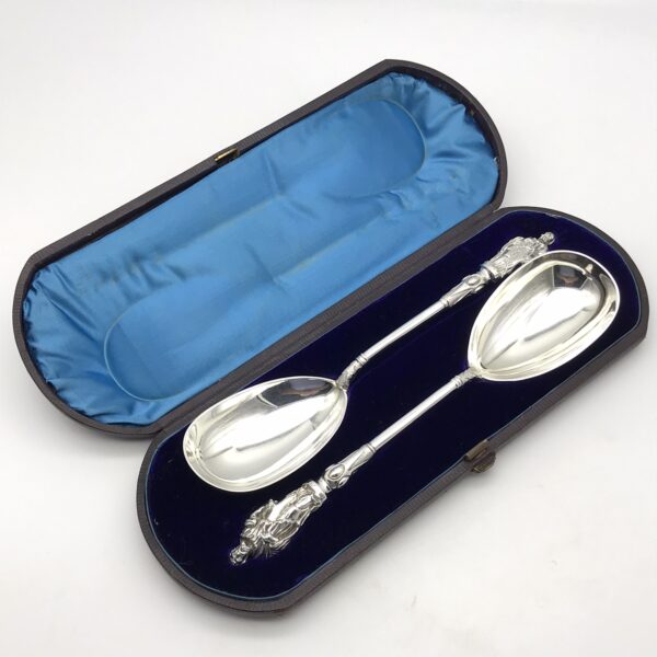 Victorian Silver-Plate ‘Apostle’ Serving Spoons (Cased)