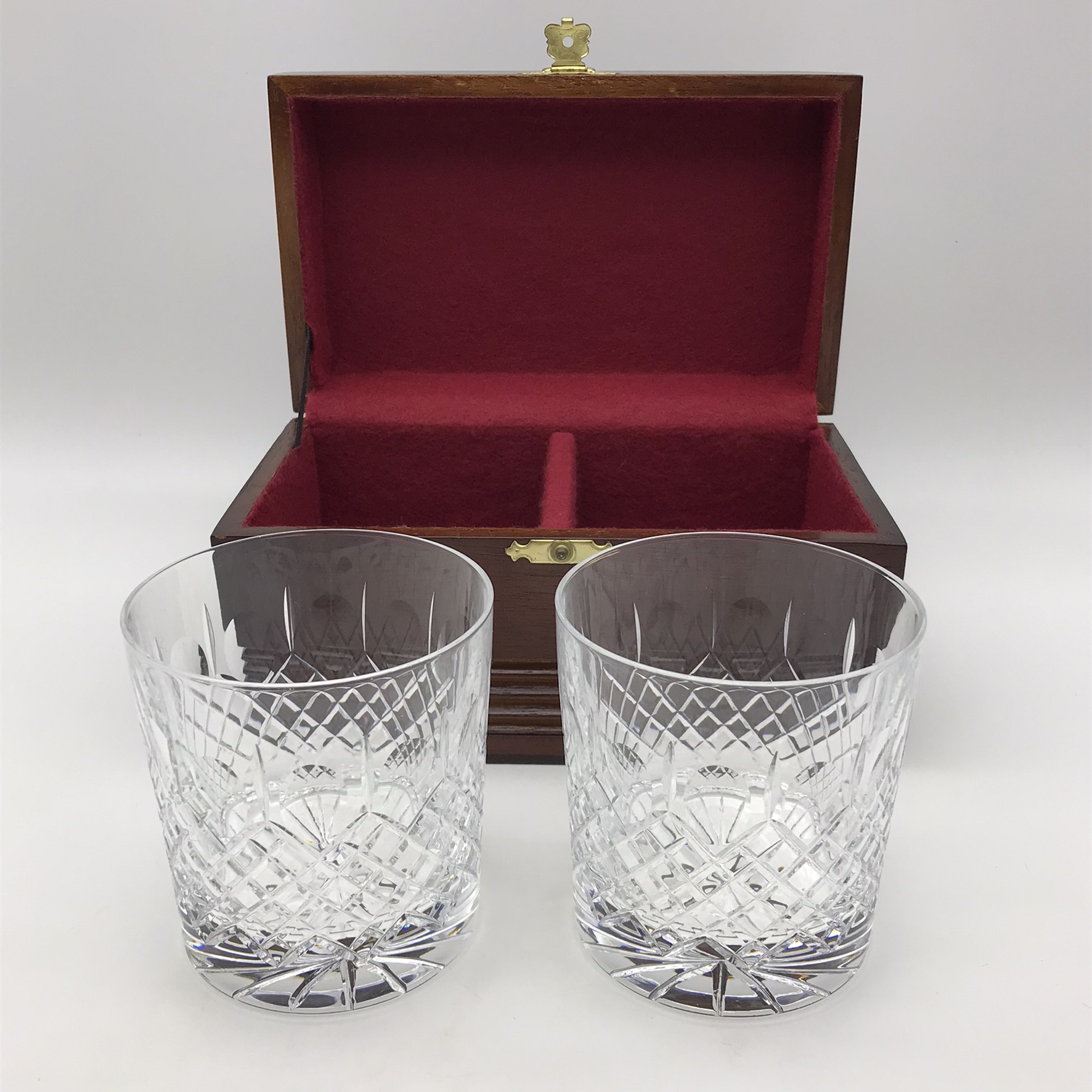 Pair ‘Somerset’ Crystal Whisky Glasses (Wooden Cased) - Image 2