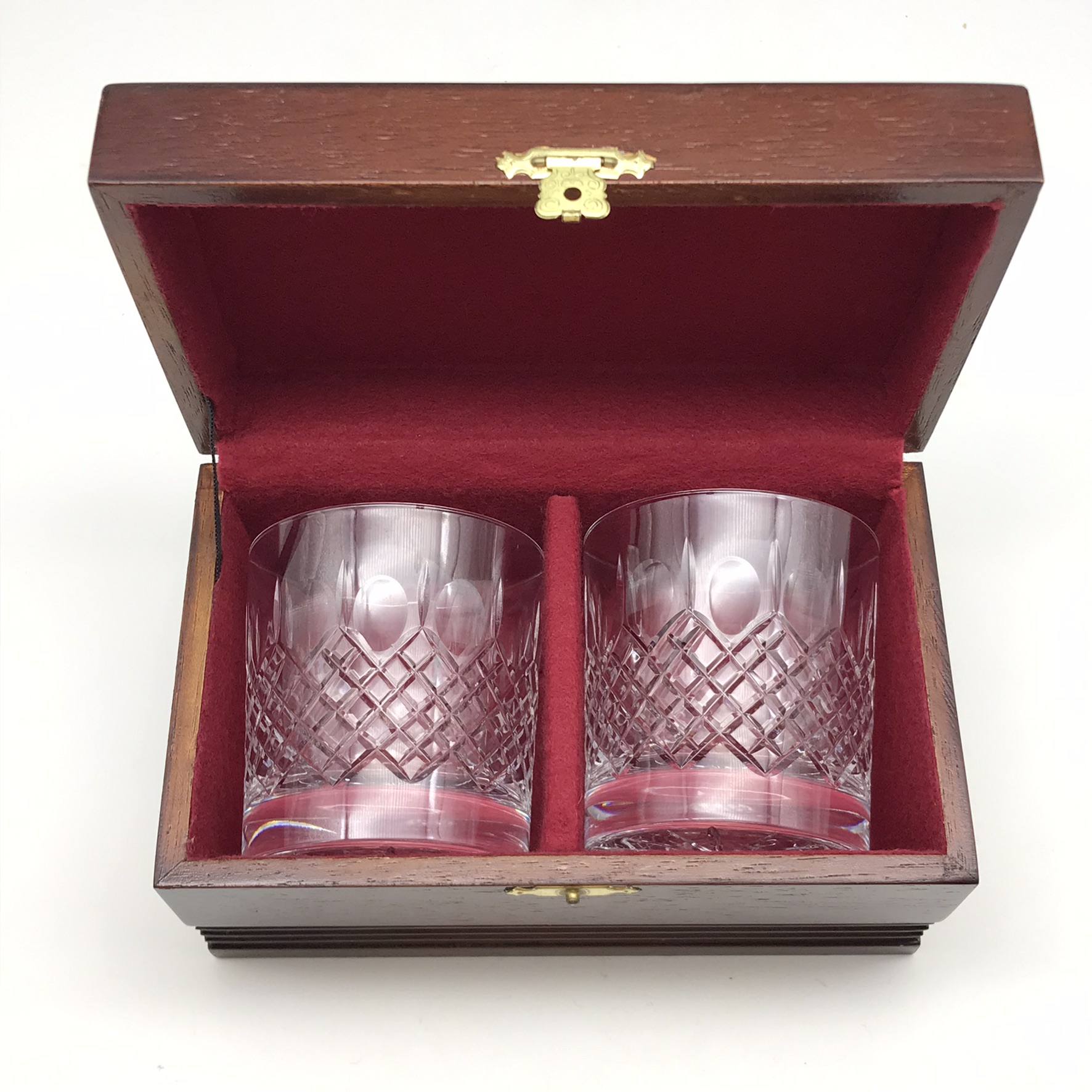 Pair ‘Somerset’ Crystal Whisky Glasses (Wooden Cased)