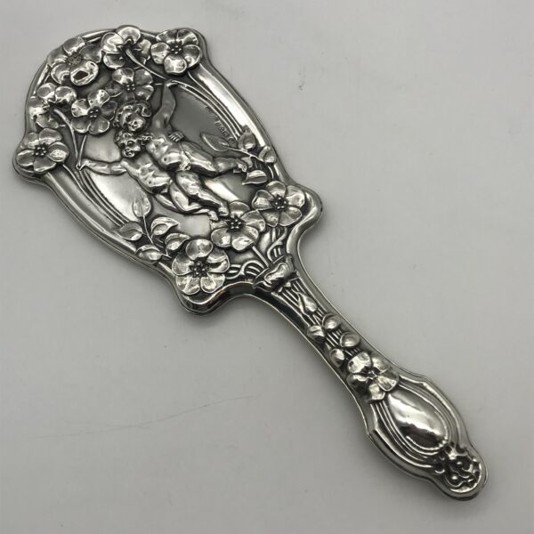 Antique Silver Art Nouveau 'Cherubs' Hand Mirror (1904)