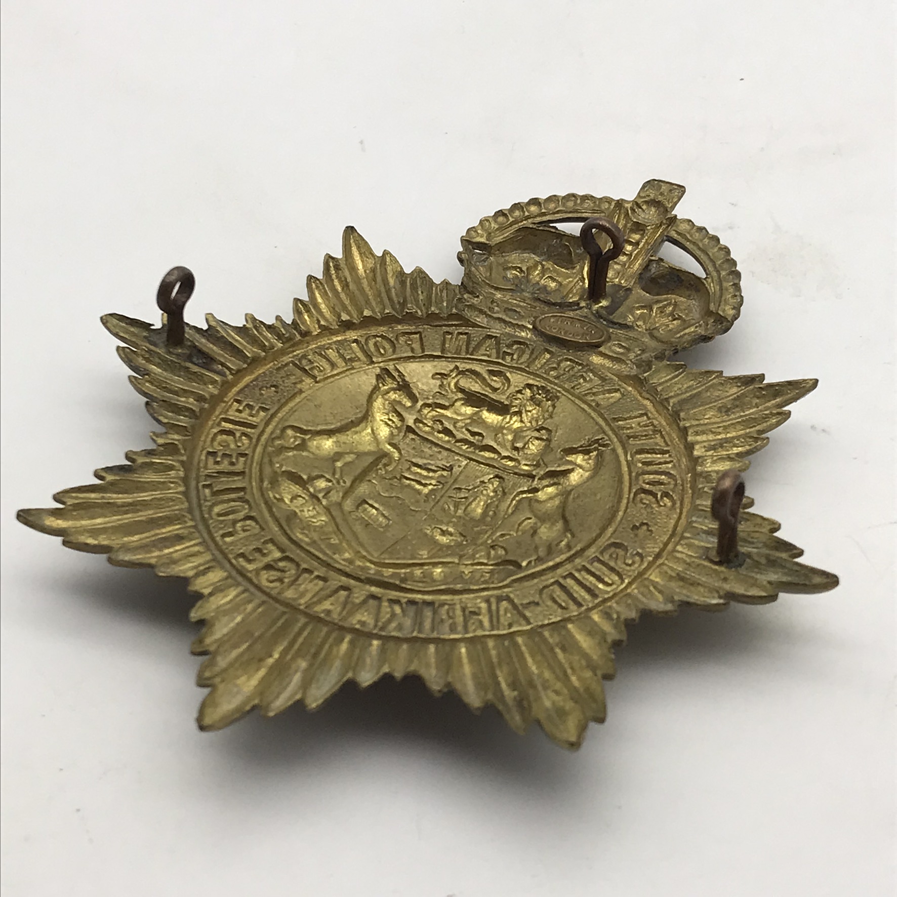 Large ‘South African Police’ (1926 - 1931) Helmet Plate (Firmin London) - Image 4