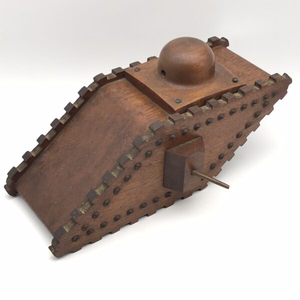 WW1 – Large Wooden ‘Trench Art’ Tank Money Box