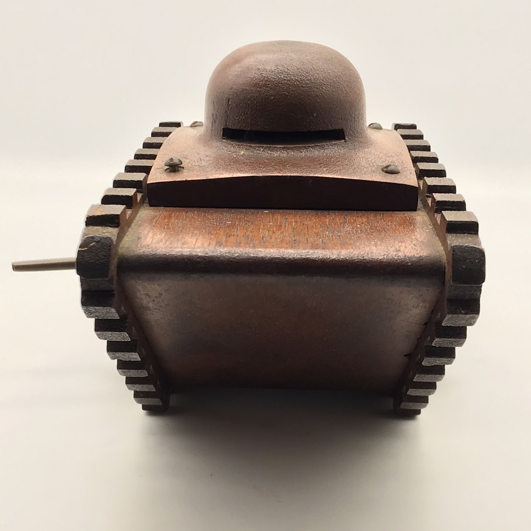 WW1 – Large Wooden ‘Trench Art’ Tank Money Box - Image 5