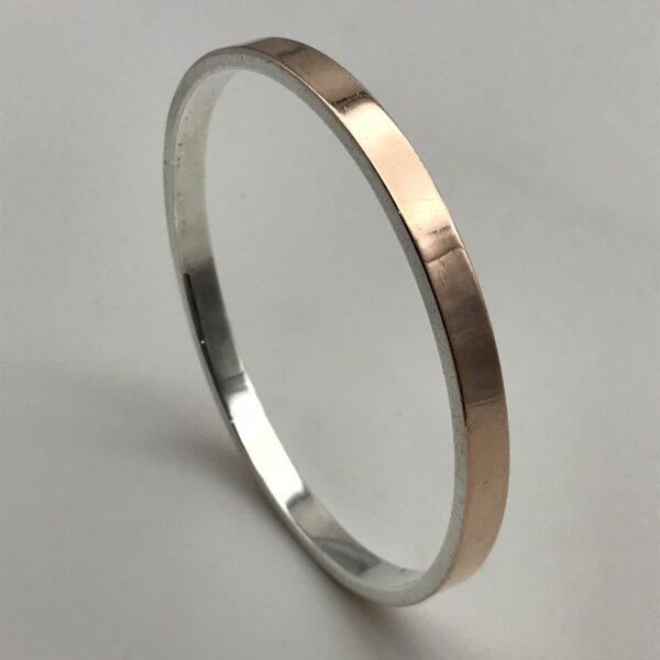 Heavy Vintage 9ct Rose Gold & Silver Bangle (L & Co.)
