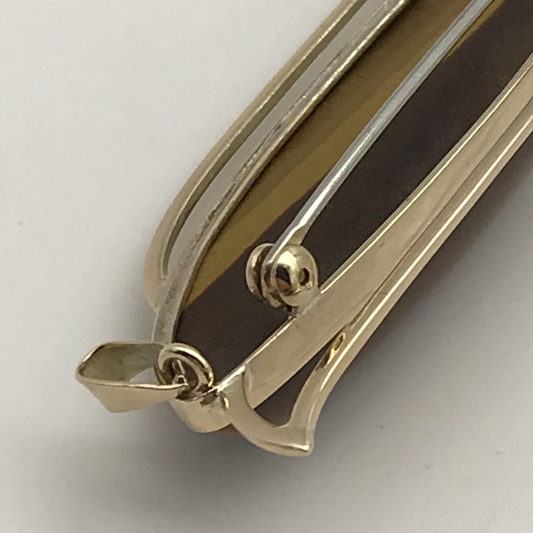 Vintage 9ct Rose-Gold Tigers Eye Brooch or Pendant - Image 5