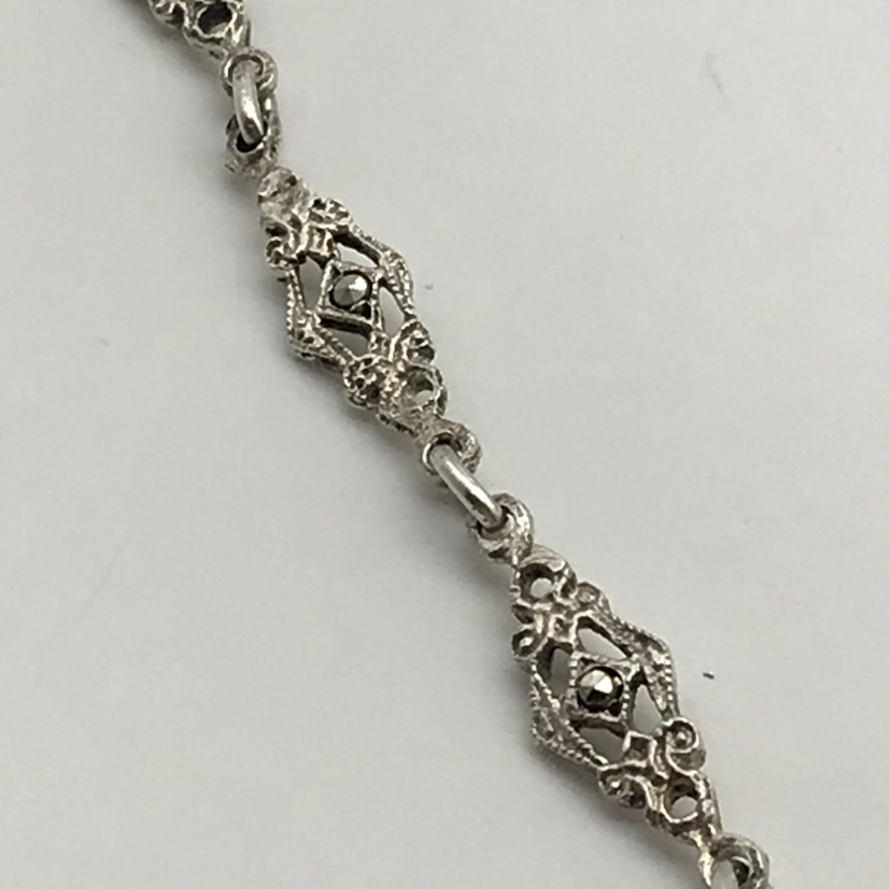 Striking Art Deco Silver, Carnelian & Marcasite Necklace - Image 5