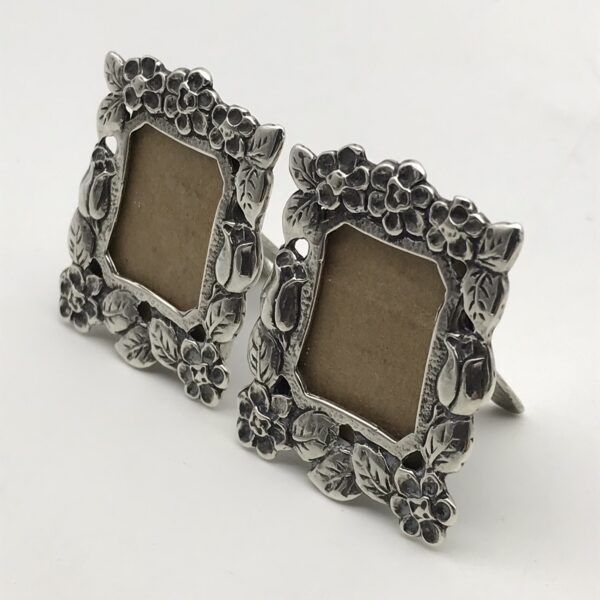 Pair Solid Silver Miniature Photo Frames