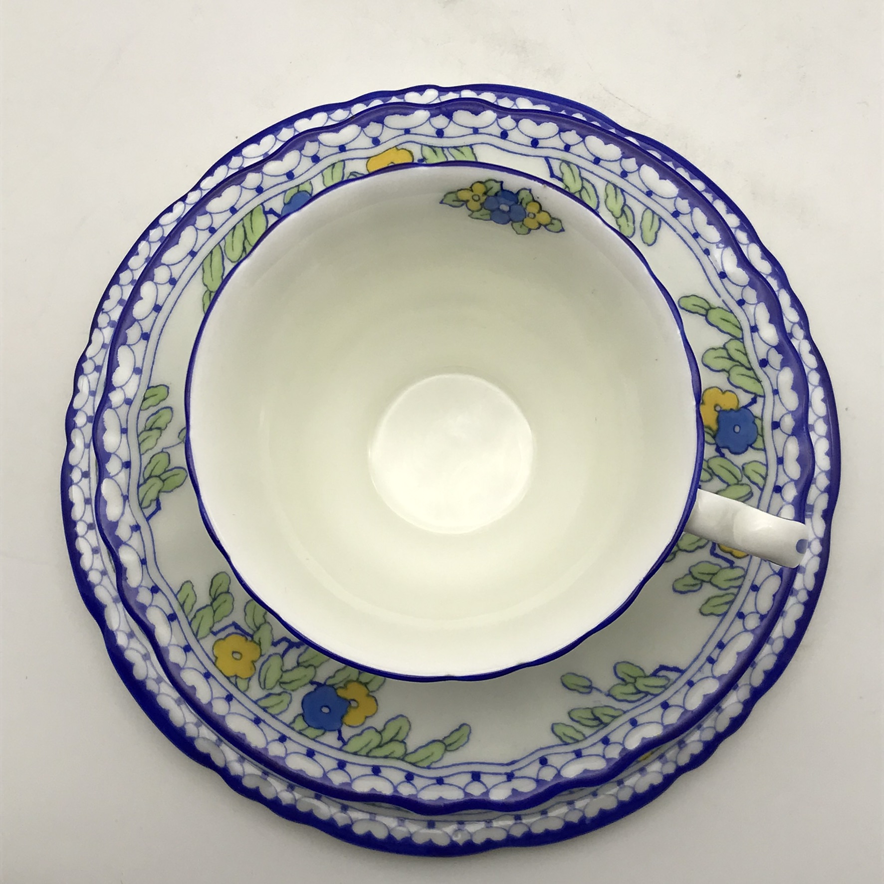 Superb Royal Doulton ‘Art Deco’ Trio (Blue Tree) - Image 9