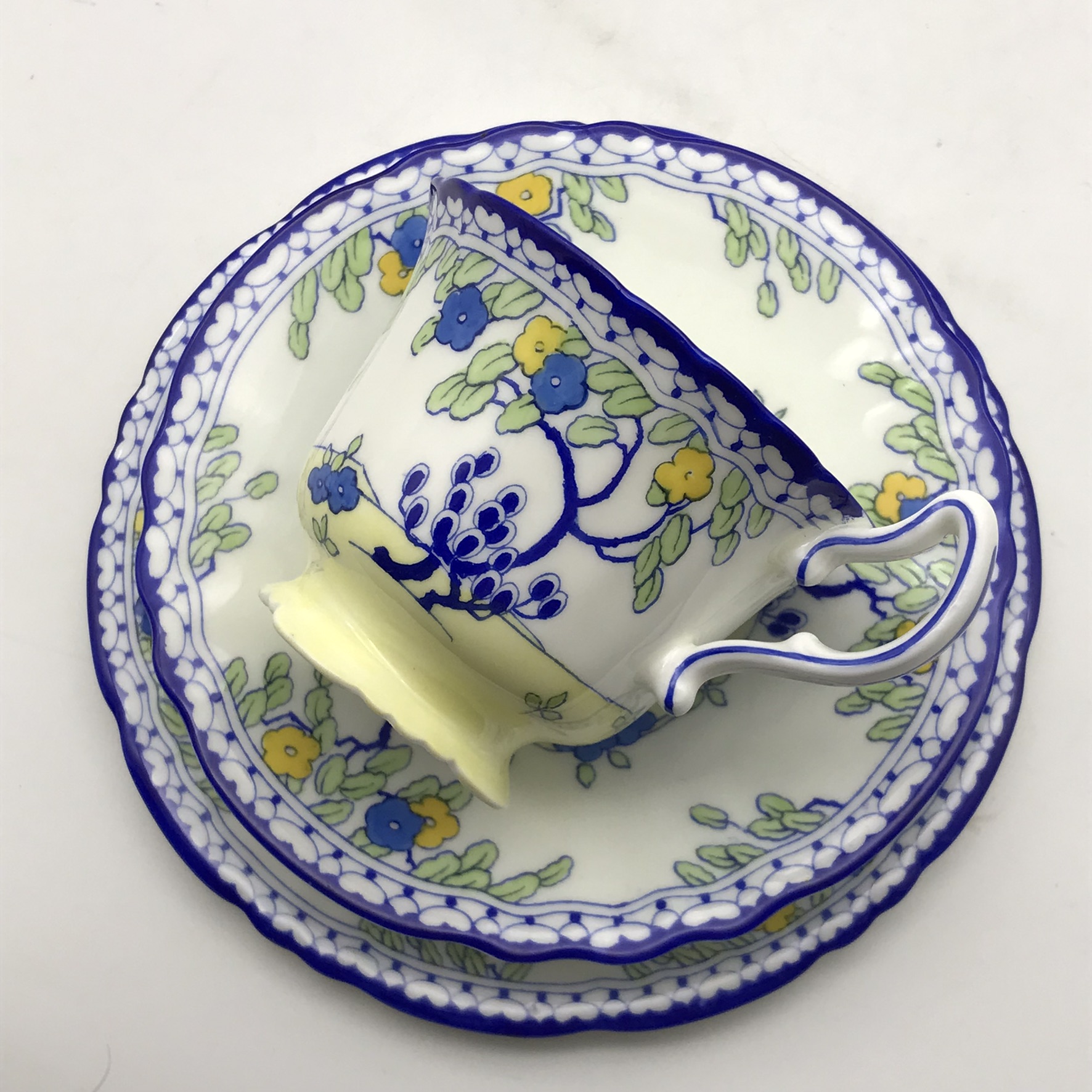 Superb Royal Doulton ‘Art Deco’ Trio (Blue Tree) - Image 6