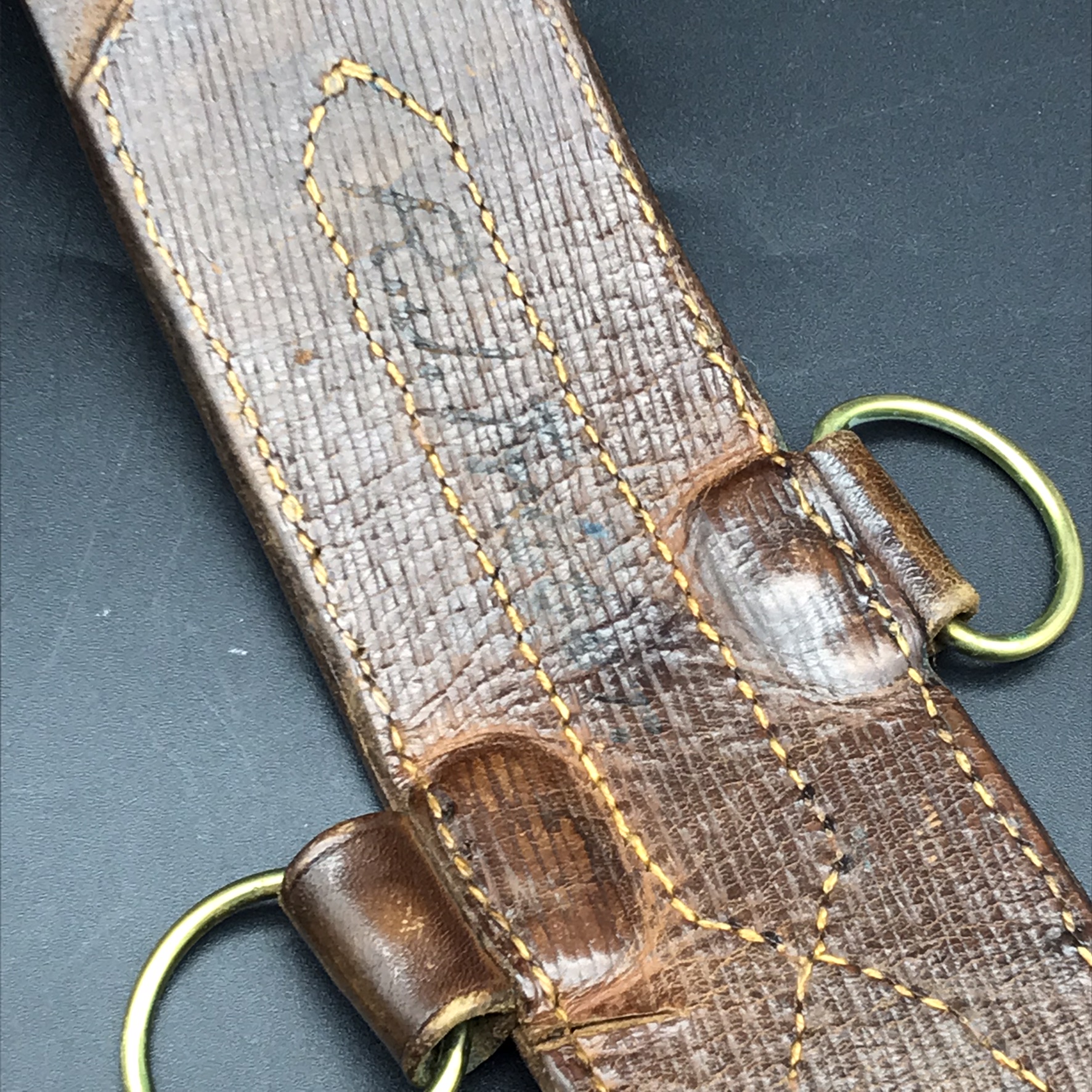 WW1 British Officers Leather Sam Browne Belt, Cross-Strap & Whistle - Image 13