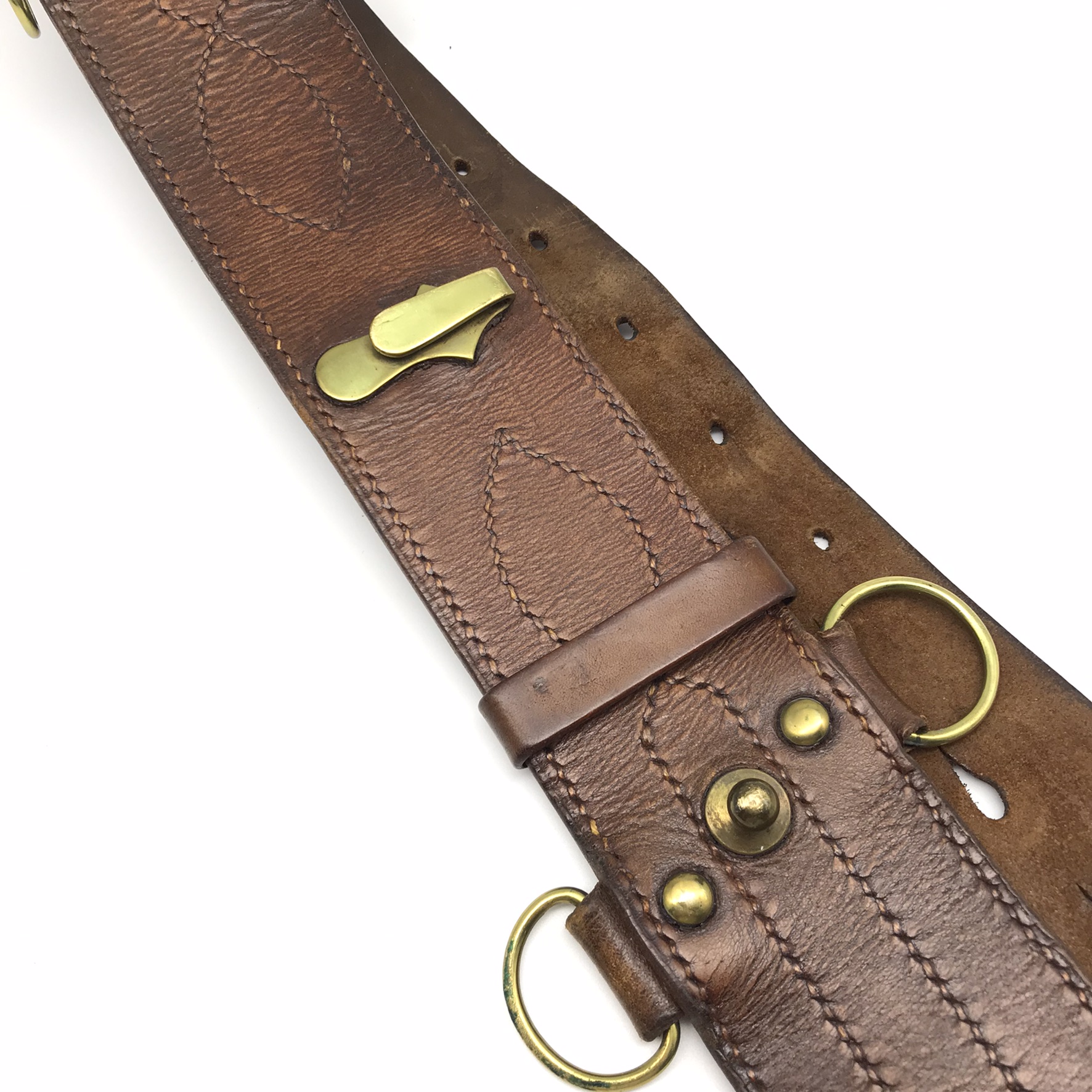 WW1 British Officers Leather Sam Browne Belt, Cross-Strap & Whistle - Image 8