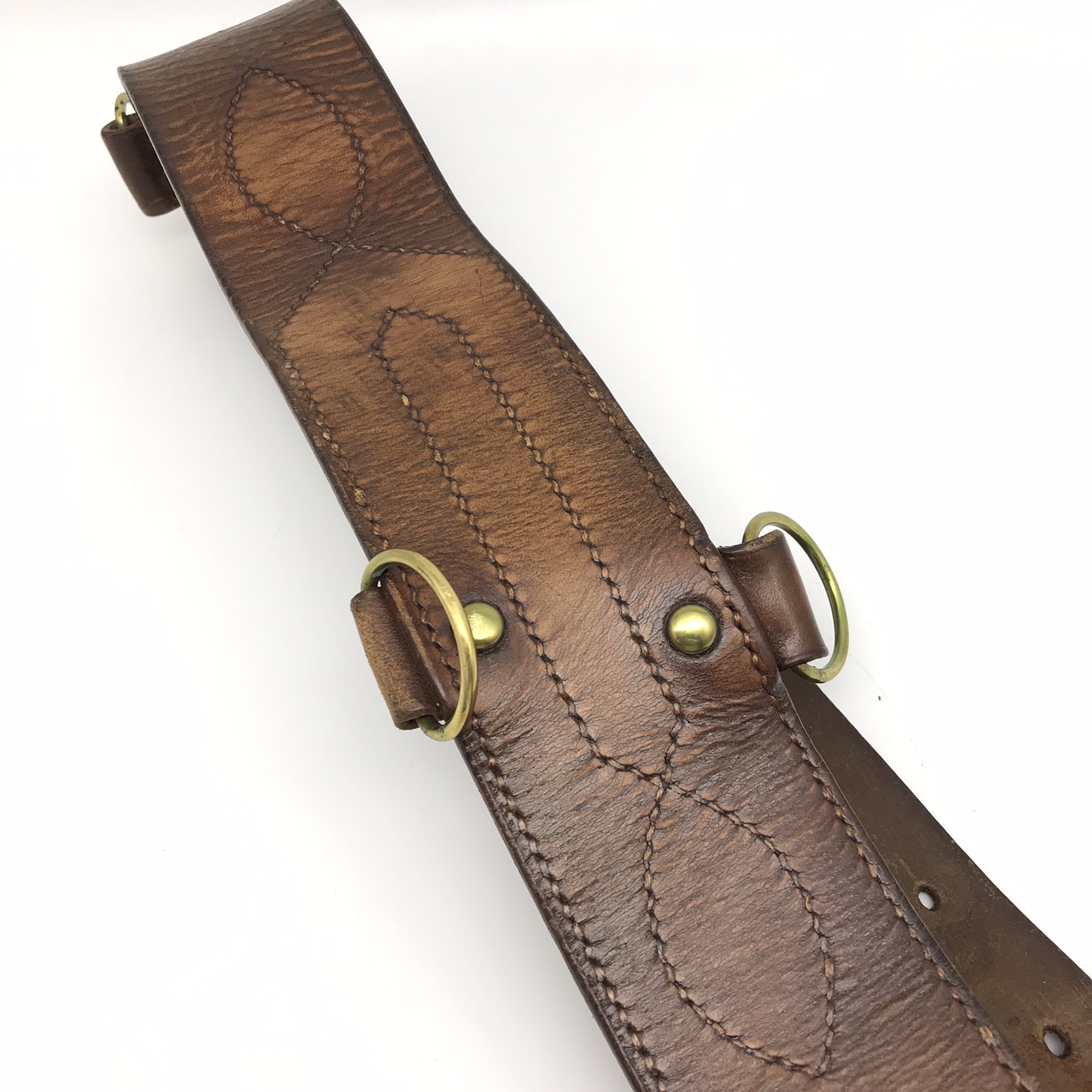 WW1 British Officers Leather Sam Browne Belt, Cross-Strap & Whistle - Image 9