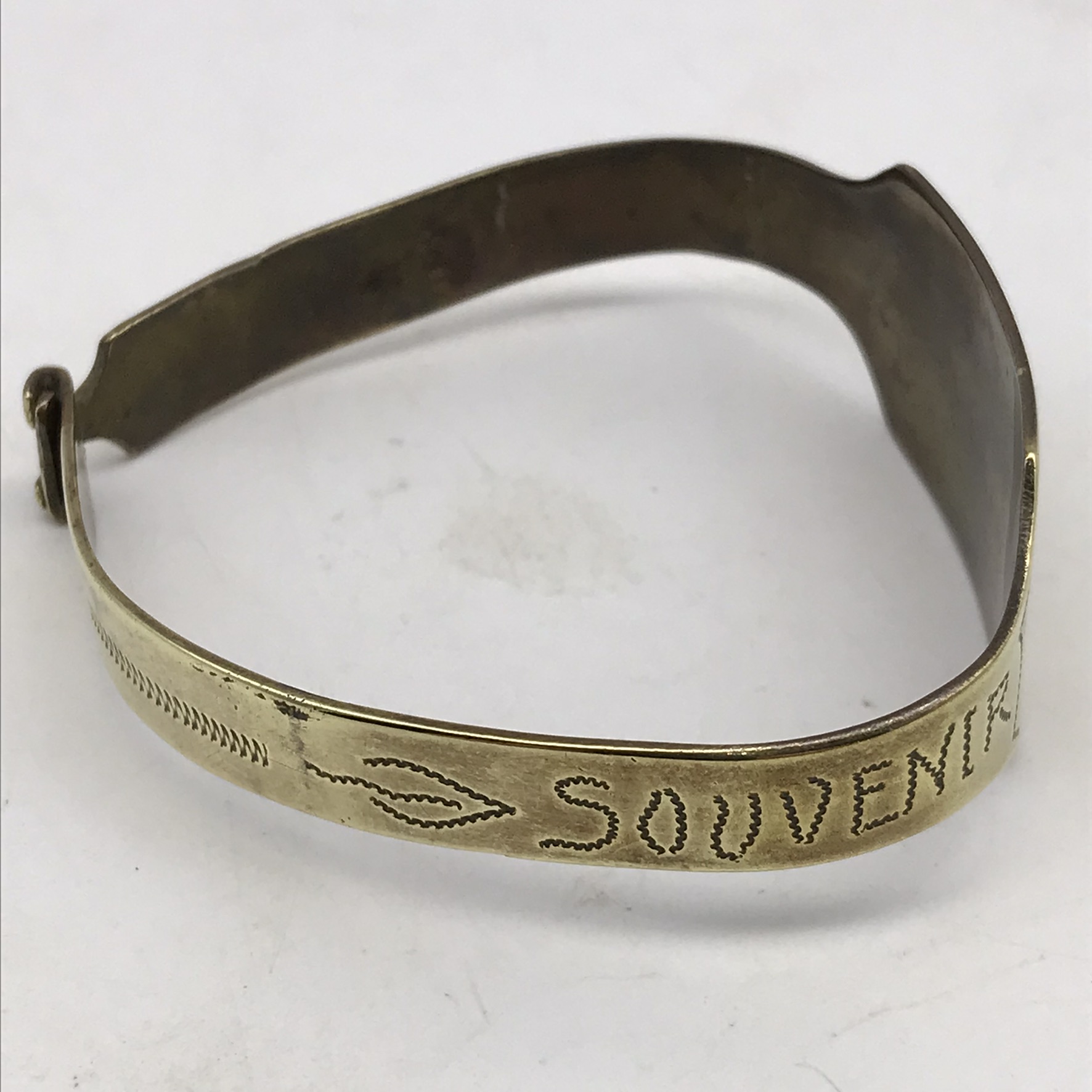 WW2 - POW/Trench Art Brass Bracelet (Cpl. A.W. WOOD) - Image 4