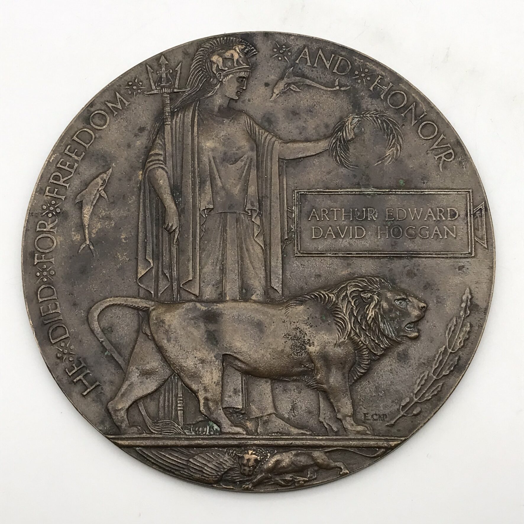 WW1 - Memorial Death Plaque (Arthur E.D. Hoggan)