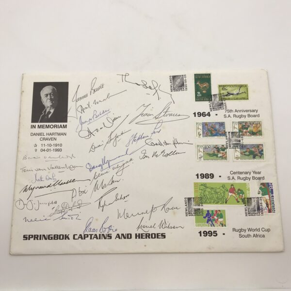 Rare Fully Signed ‘Springbok Rugby Captains & Heroes’ 1995 First Day Cover (Only 120)