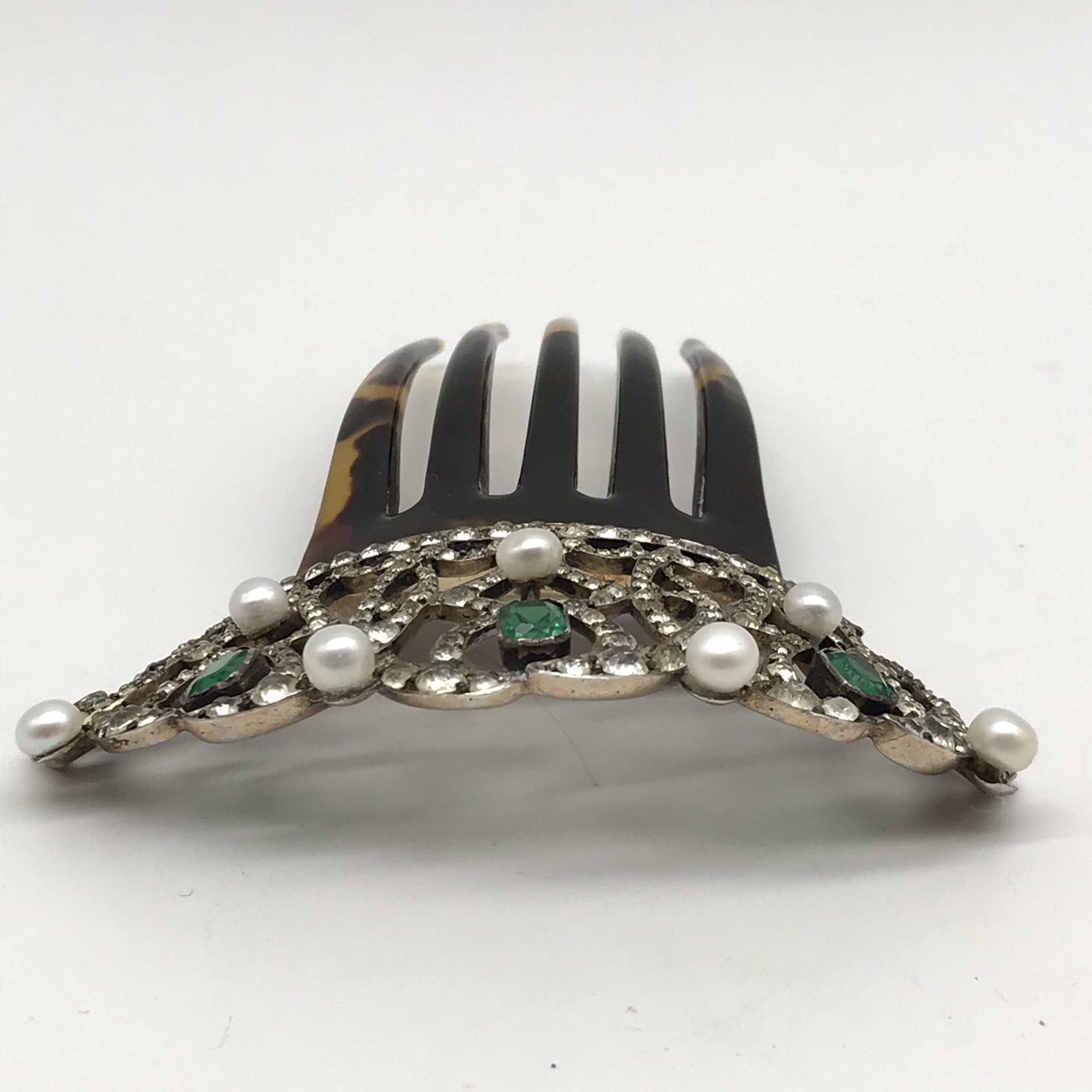 Stunning Antique Paste & Tortoise Shell Hair Comb (Cased) - Image 7