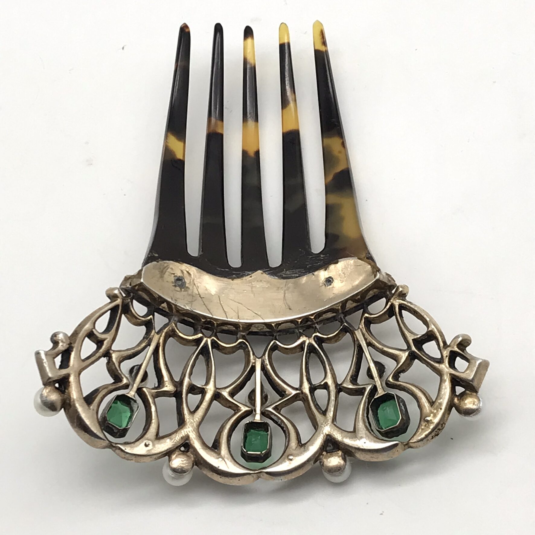 Stunning Antique Paste & Tortoise Shell Hair Comb (Cased) - Image 12