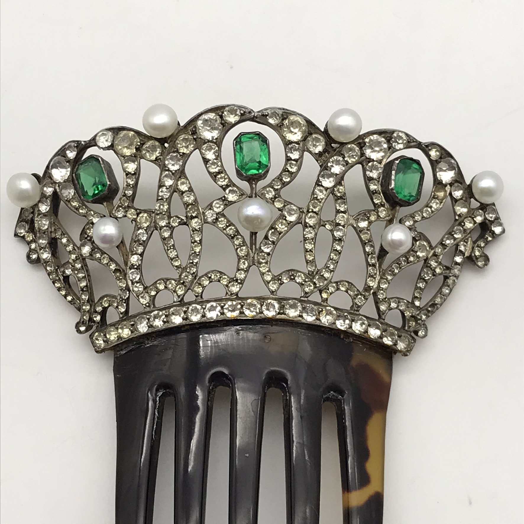 Stunning Antique Paste & Tortoise Shell Hair Comb (Cased) - Image 3