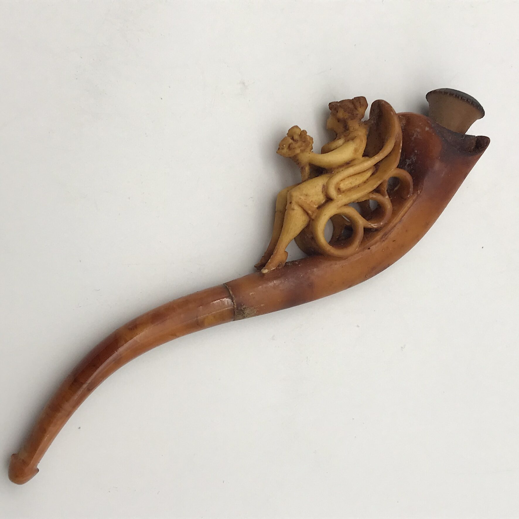 Cased Antique Carved Meerschaum & Amber Pipe - Image 7