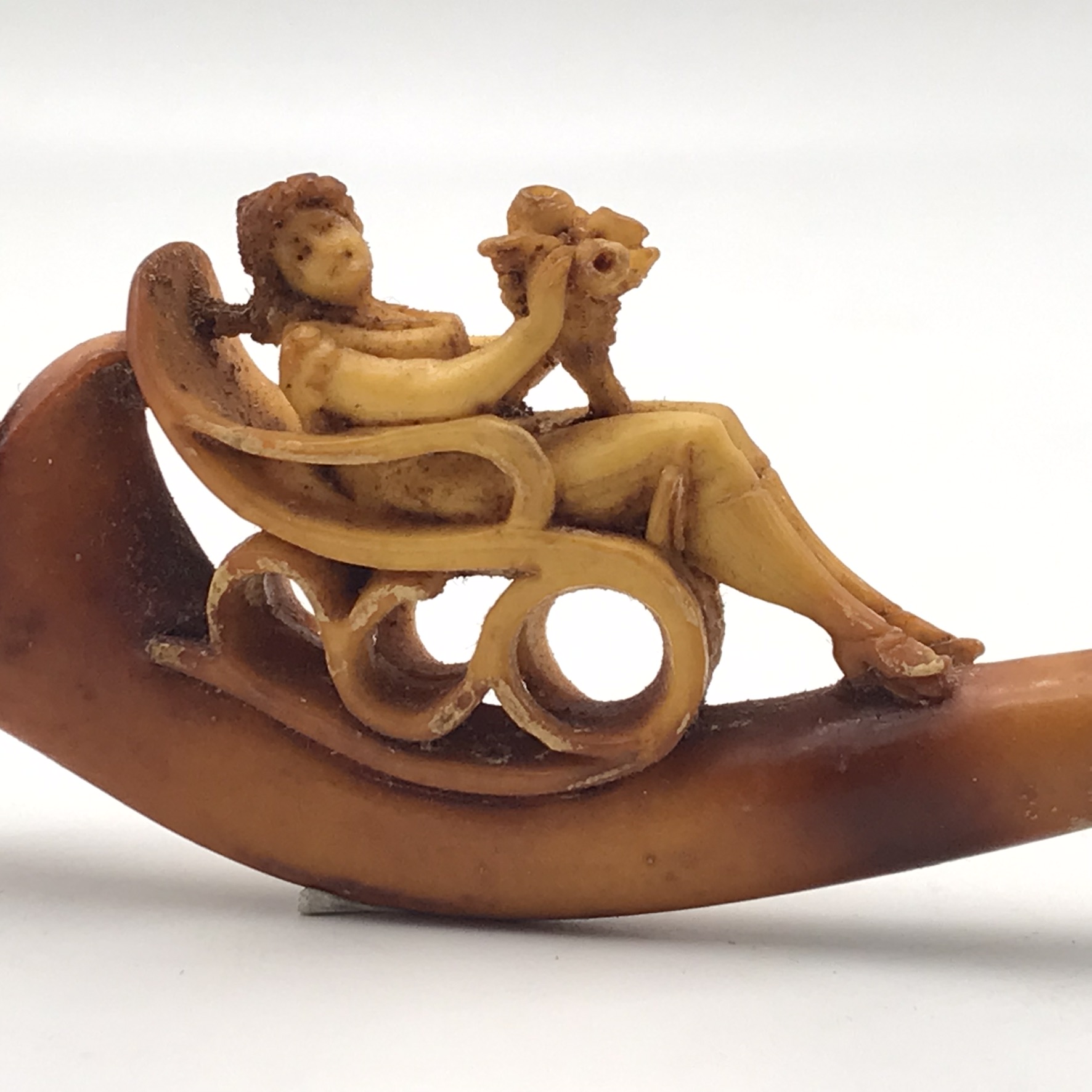 Cased Antique Carved Meerschaum & Amber Pipe - Image 2