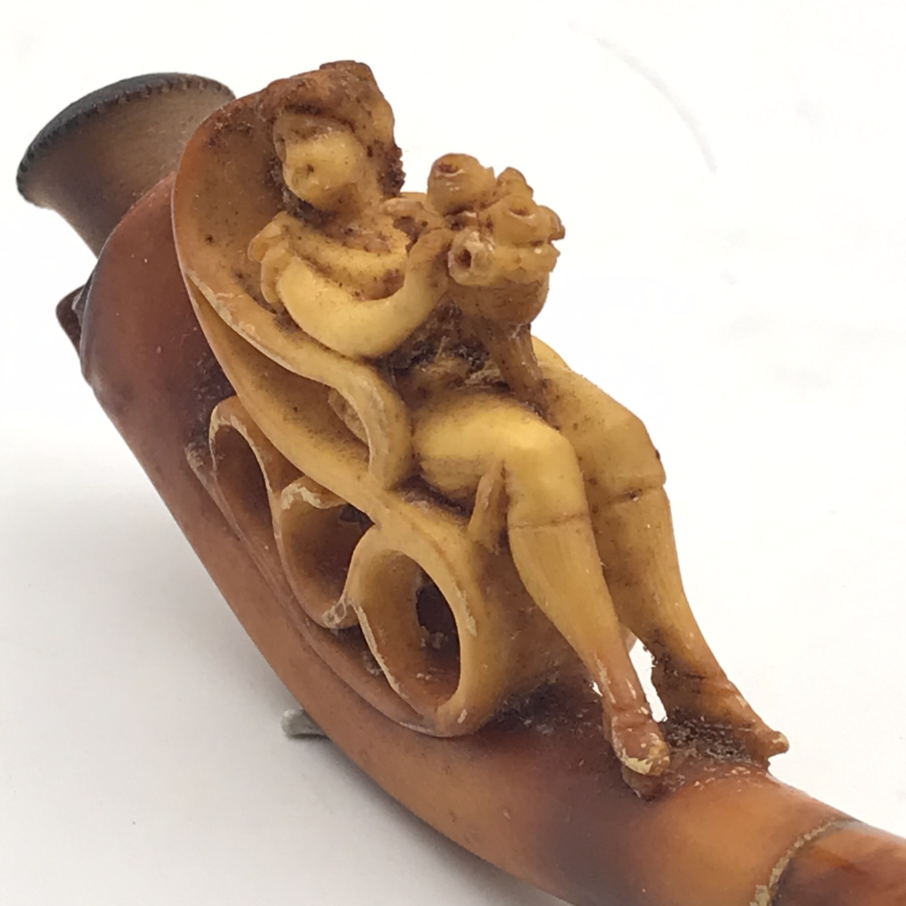 Cased Antique Carved Meerschaum & Amber Pipe - Image 4
