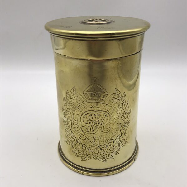 WW1 – POW/Trench Art ‘Royal Engineers’ Brass Shell Container