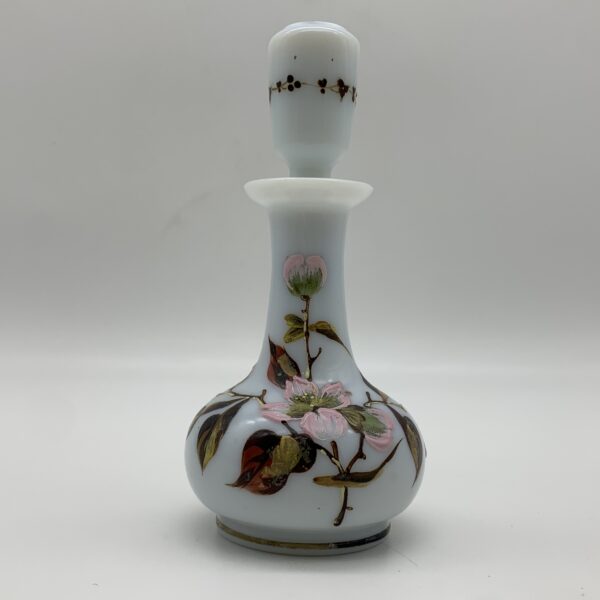 Antique Hand Painted Opaline Glass Scent Bottle