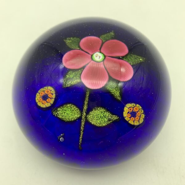 Rare ‘Paul Ysart’ Art Glass (Pink Flower) Paperweight