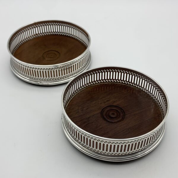 Vintage Pair of Sterling Silver Wine Coasters