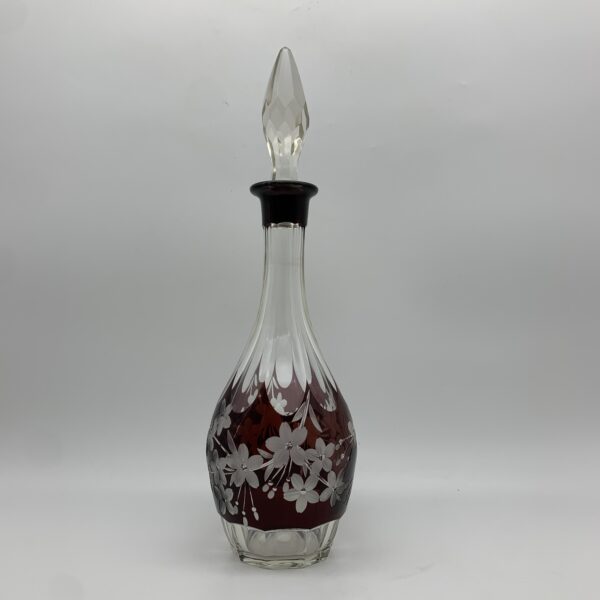 Early Garnet Red Bohemian Crystal Decanter