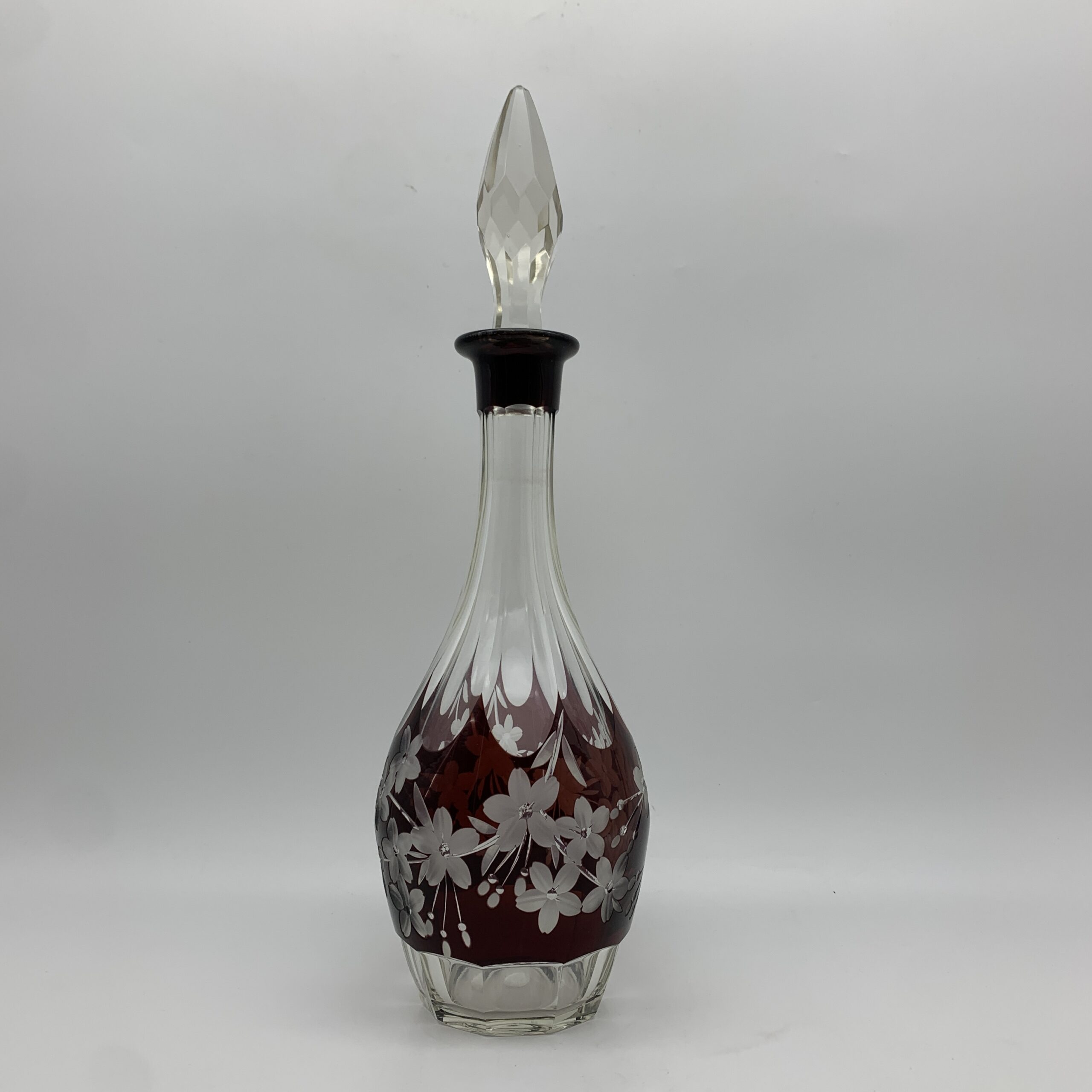 Early Garnet Red Bohemian Crystal Decanter