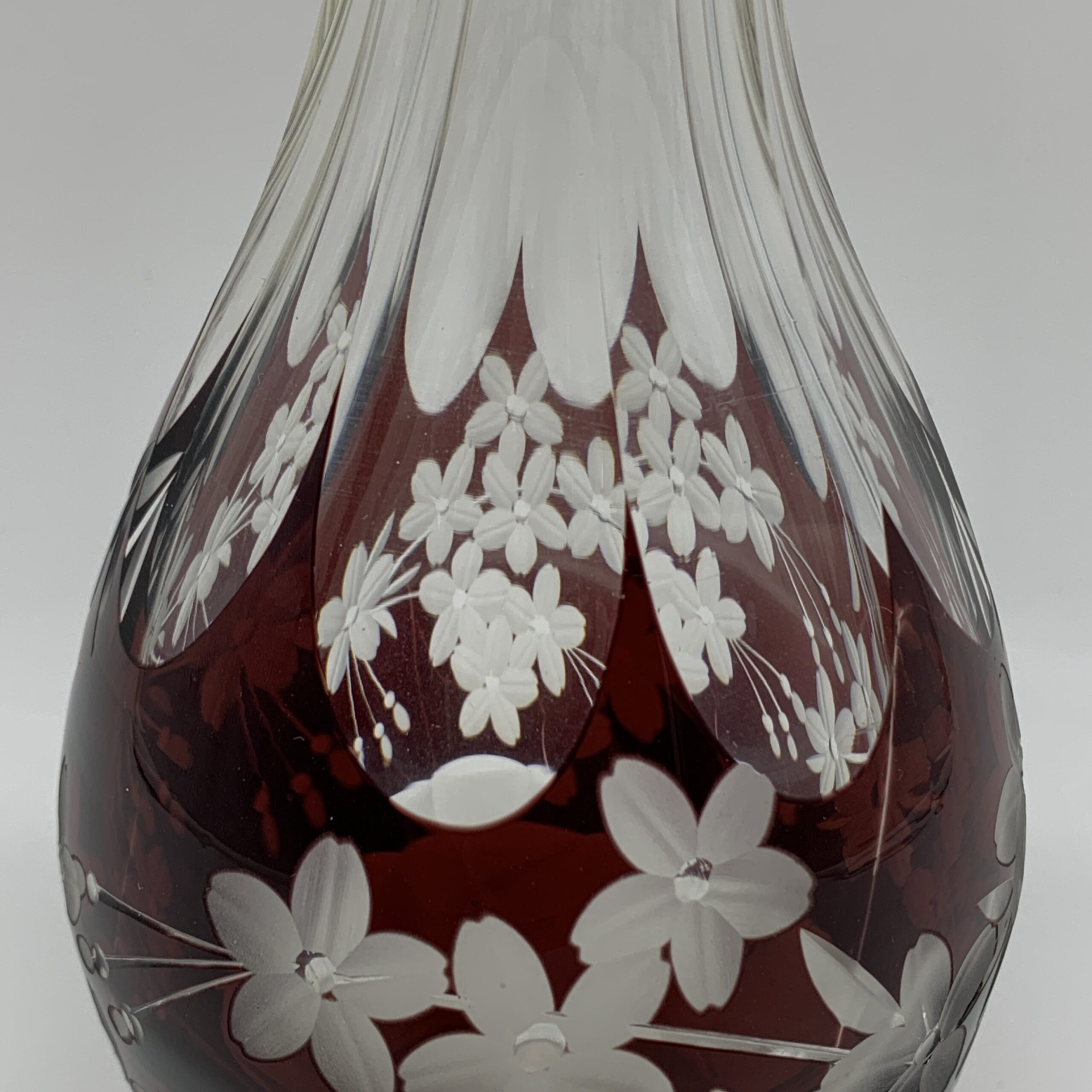 Early Garnet Red Bohemian Crystal Decanter - Image 4